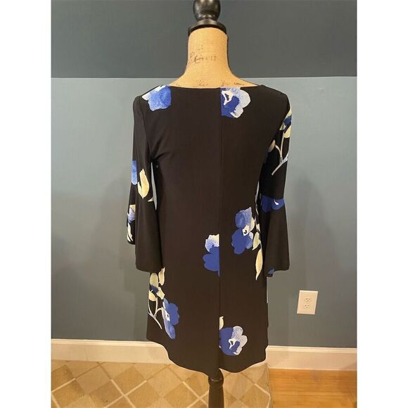 Lauren Ralph Lauren Women's Petite Floral Bell Sleeve Dress Black Size 6P - Picture 7 of 11